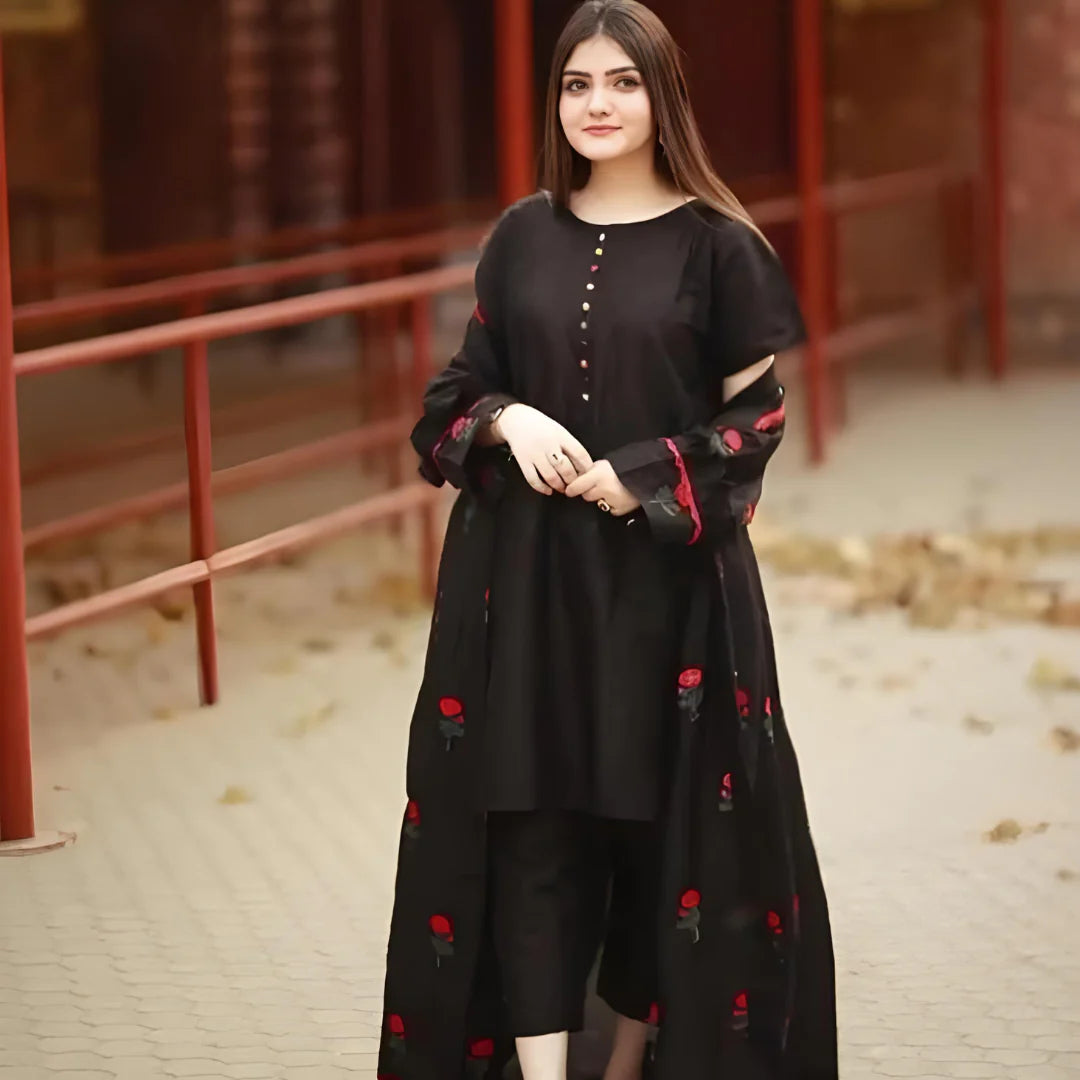 Gone ladies  Stitched Embroidered Flower Gown 3Pc Dress for Women