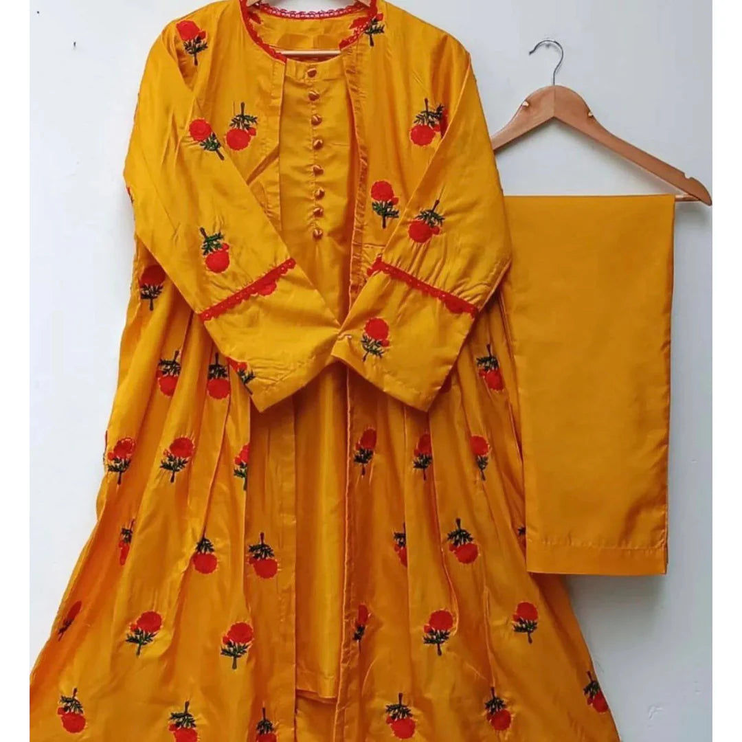 Gone ladies  Stitched Embroidered Flower Gown 3Pc Dress for Women