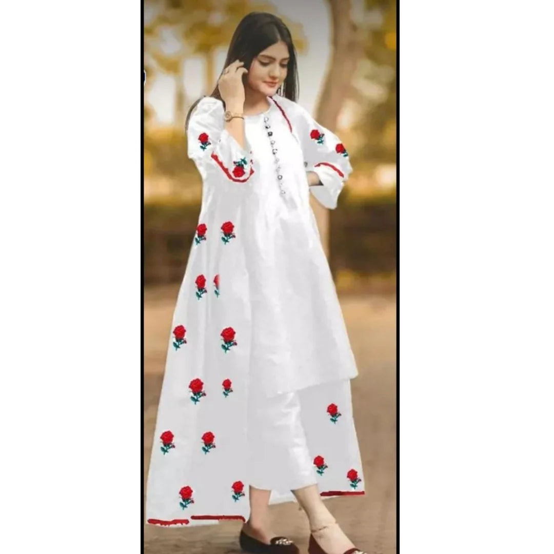 Gone ladies  Stitched Embroidered Flower Gown 3Pc Dress for Women