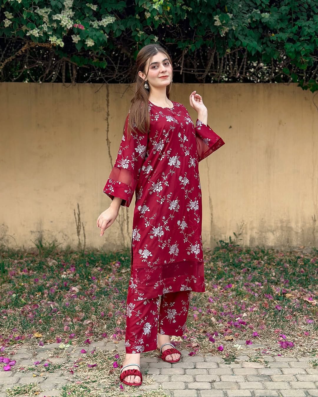 Azadi sale only 1800 Elegence Doriya cotton Blosom  printed Long lenth Co-ord 2p set