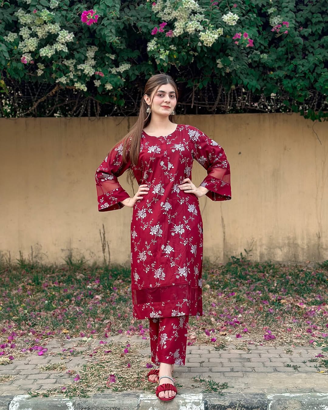 Azadi sale only 1800 Elegence Doriya cotton Blosom  printed Long lenth Co-ord 2p set