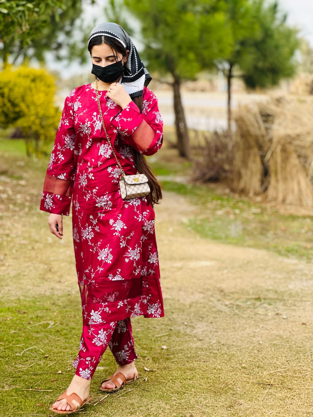 Azadi sale only 1800 Elegence Doriya cotton Blosom  printed Long lenth Co-ord 2p set
