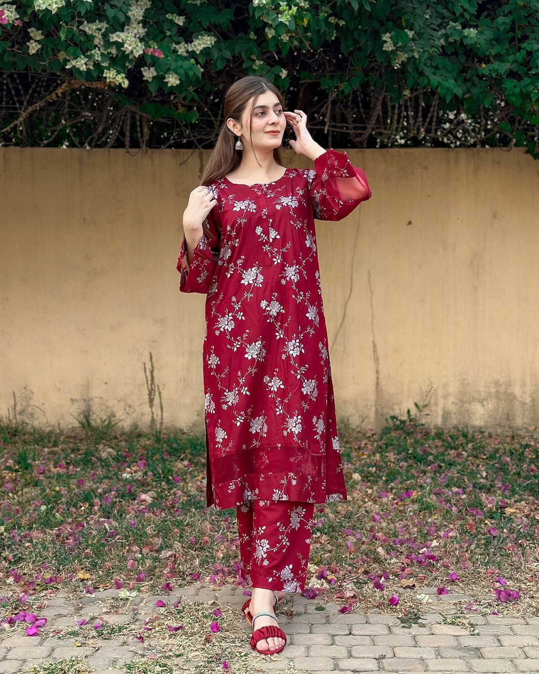 Azadi sale only 1800 Elegence Doriya cotton Blosom  printed Long lenth Co-ord 2p set
