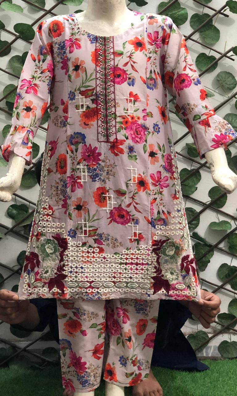 Baby Girl Cotton Embroidered Suit
