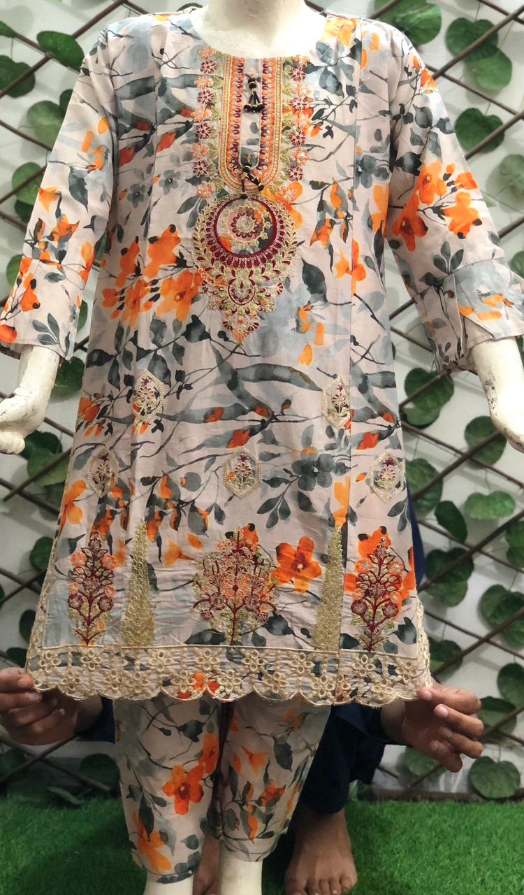 Baby Girl Cotton Embroidered Suit