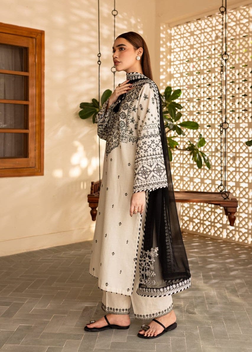 Azadi sale Elegant 3-Piece Cotton Embroidered Stitch Suit