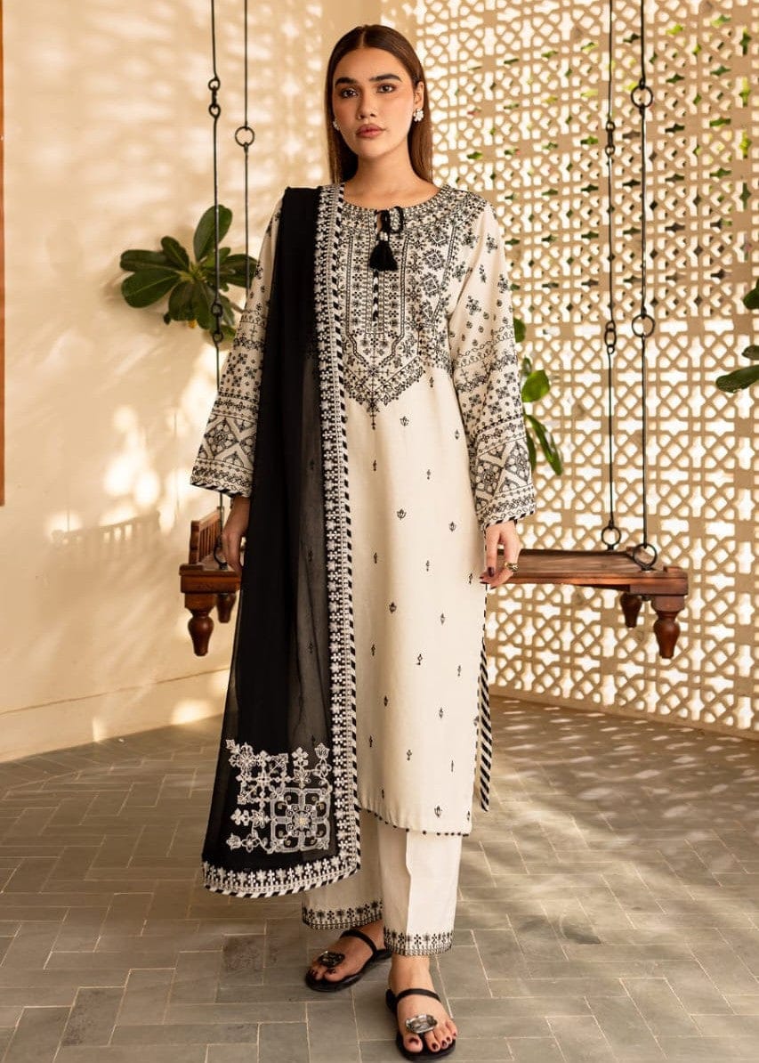Azadi sale Elegant 3-Piece Cotton Embroidered Stitch Suit