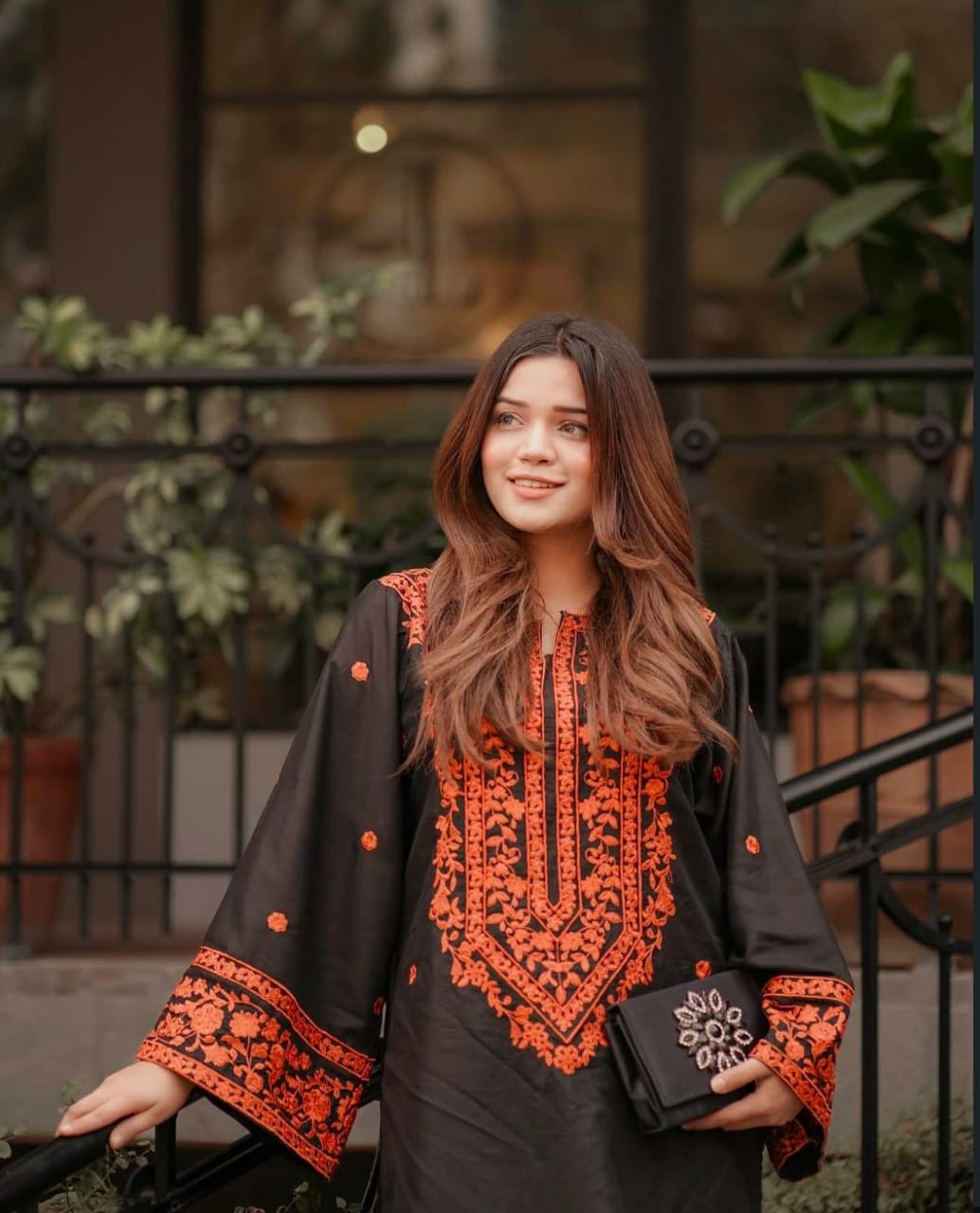 50%Azadi sale LONG NECK Embroidery Round Shirt With PLAZO